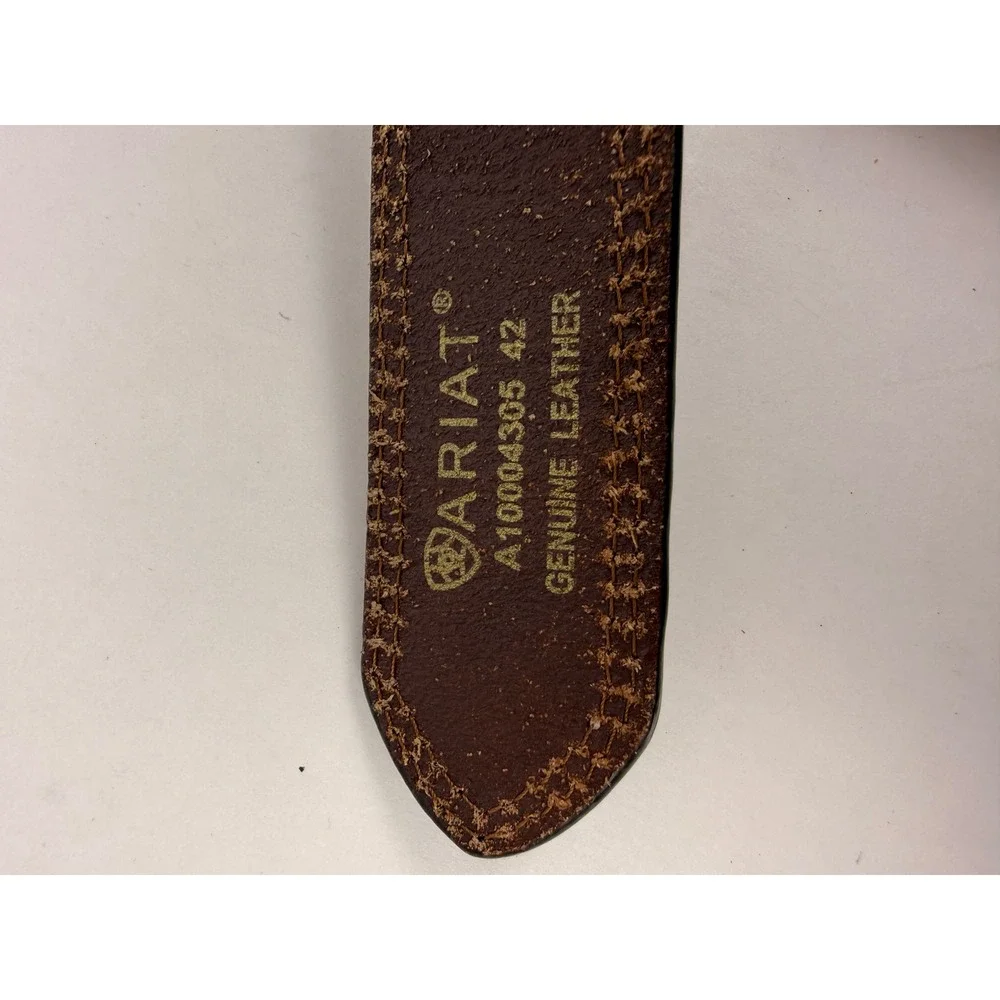 Ariat Mens Leather Diesel Brown Rowdy Belt Silver Buckle Size 42